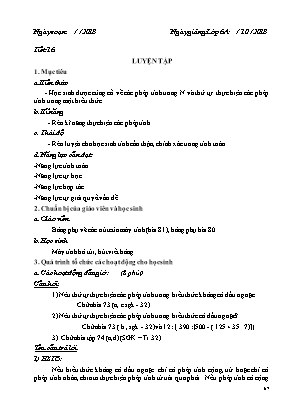 Giáo án Toán Lớp 6 - Tiết 16 đến 18 - Năm học 2018-2019